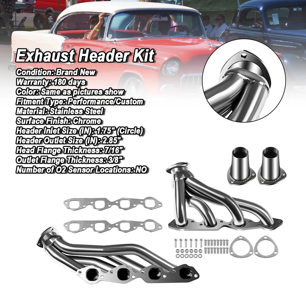Cabeçalhos de curto de escape FIT CHEVY BEL AIR 1971-1972 FIT BISCAYNE 6.6L