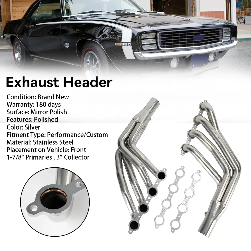 Cabeçalhos de exaustão de conversão LONGTUBE Chevrolet Camaro 67-69 Nova V8 68-74