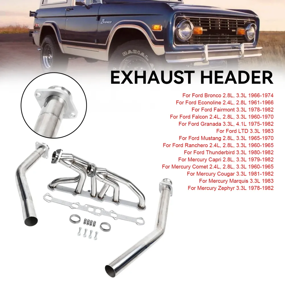 Cabeçalhos de exaustão de ço inoxidável Ford Ford Mustang Fit Mercury 144/170/200/250