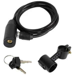 Cadeado ço Bike Gta 6mm X 1000mm Preto Com Suporte 2 Chaves