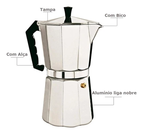 Cafeteira Italiana 12 Xícaras Em Alumínio Com Alç Soprano