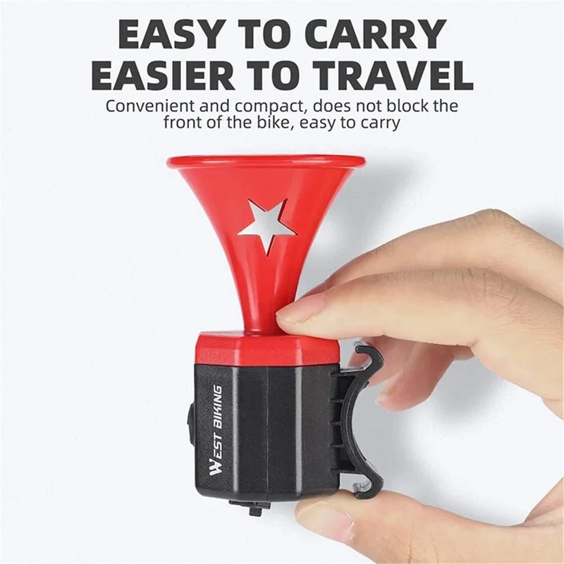 Campainha de bicicleta com som de aviso de 90 dB recarregável por USB