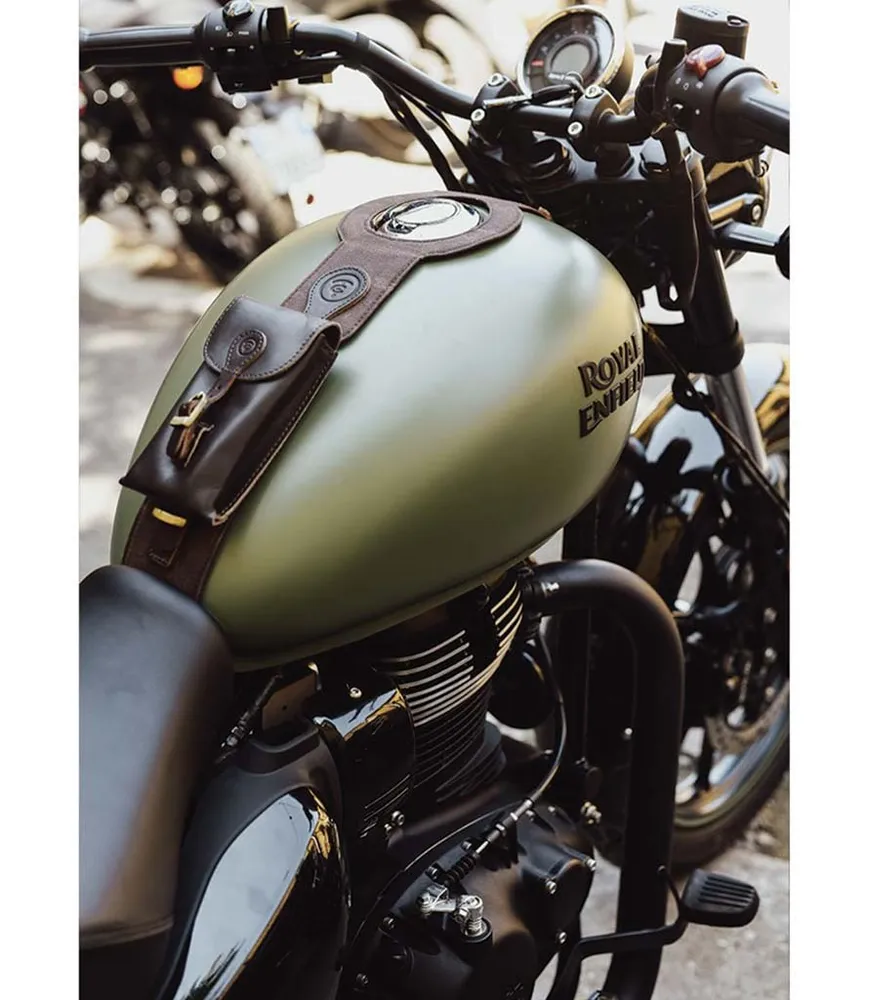 Capa de Tanque com Bolsa para Meteor 350 - Cafe Twin x Trip Machine Castanho