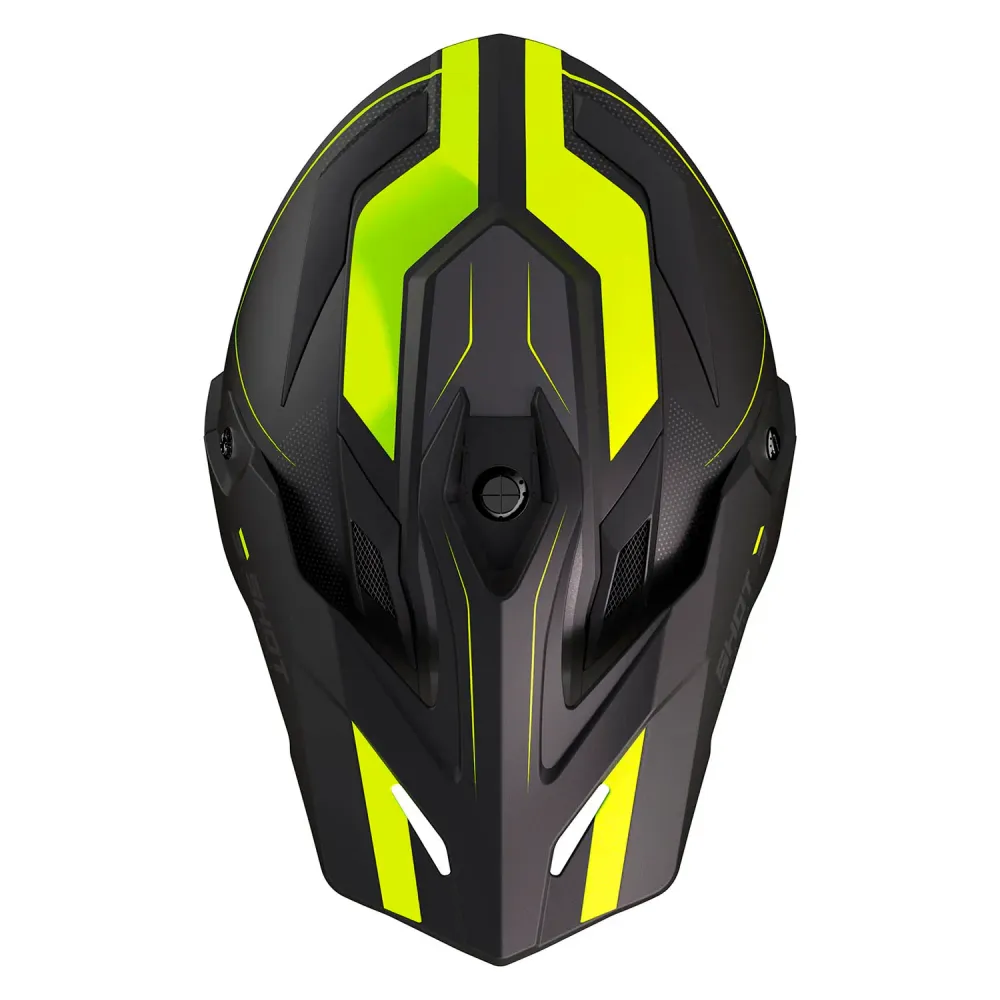 CAPACETE SHOT TREK RALLY PRETO / AMARELO NEON MATE COM VISEIRA