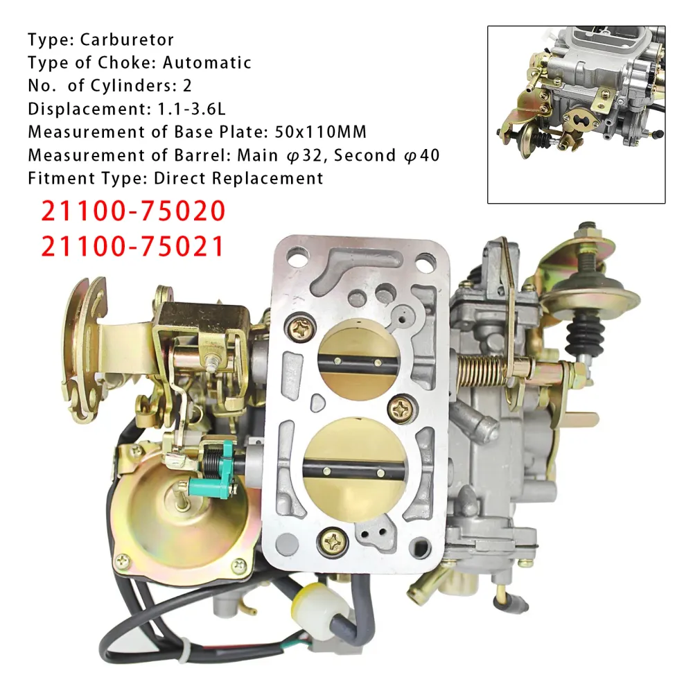 CARB CARBURATOR 21100-75020 21100-75021 PARA TOYOTA 1RZ 4Y Hiace 2 Cyl 1993-1998