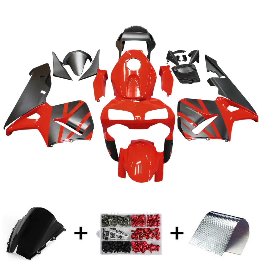 Carenagens 2003-2004 Honda CBR 600 RR Vermelha & Honda Racing Genérico Preto