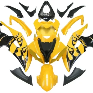 Carenagens Yamaha YZF-R6 2008-2016 Amarelas & Black Flame R6 Racing Genérico