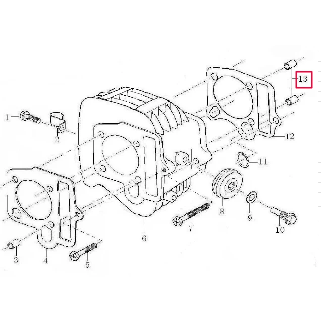 Casquilho centrador cilindro Ø8xØ7x12 motor Pitbike 125-G-02 Zongshen