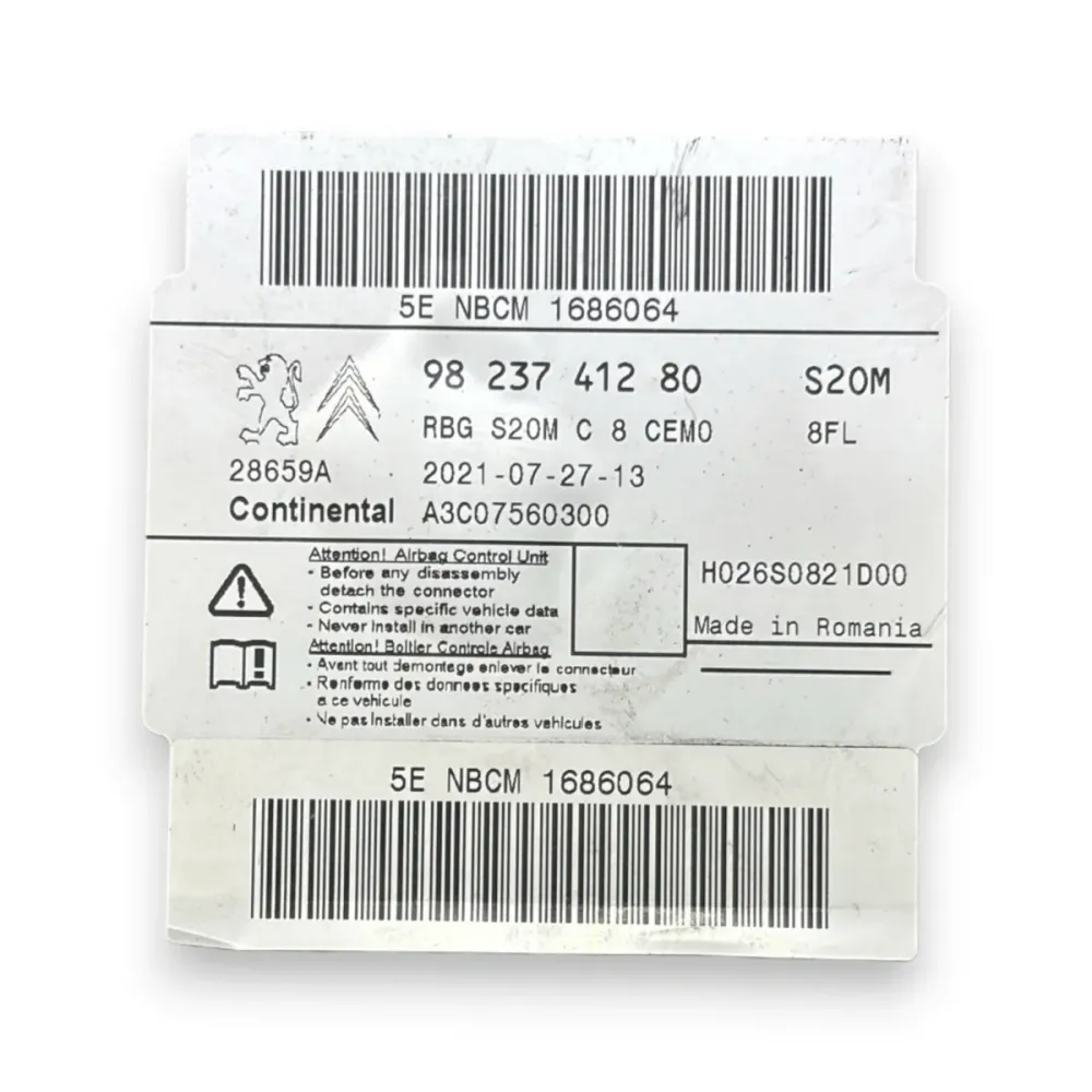 Centralina de airbag peugeot partner III cod:9823741280 (2018-)