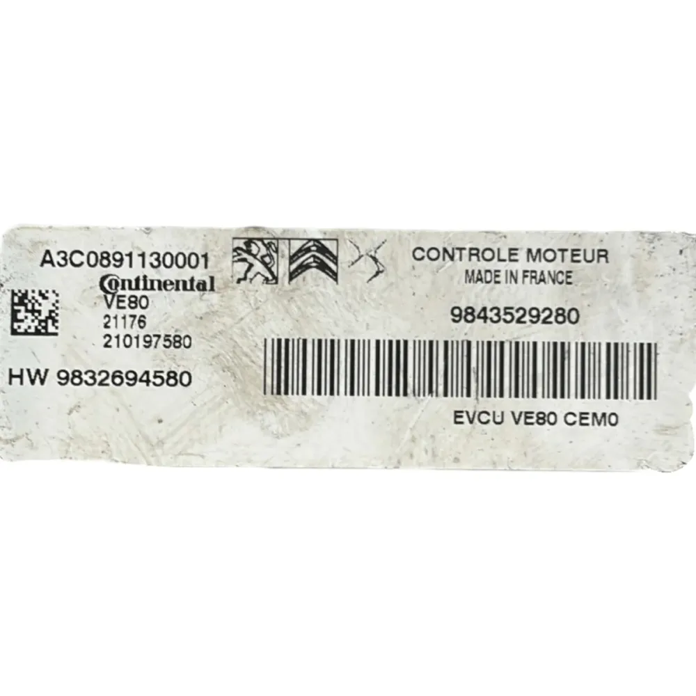 Centralina ECU motor peugeot 208 II 1.2 gasolina cod:9843529280 (2019-)