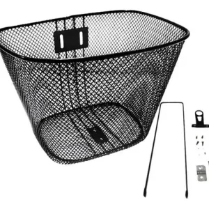 Cesta Bicicleta Aro 26 Oval ço Preto Com Suporte E Haste