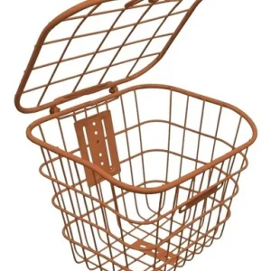 Cesta Cestinha Bicicleta Aro 26 Aramada Marrom Retrô C Tampa