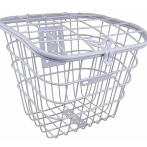 Cesta Cestinha Para Bicicleta Aramada Branca Retrô C/ Tampa