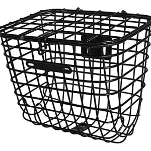 Cesta Cestinha Para Bicicleta Aramada Preta Retro C/ Tampa