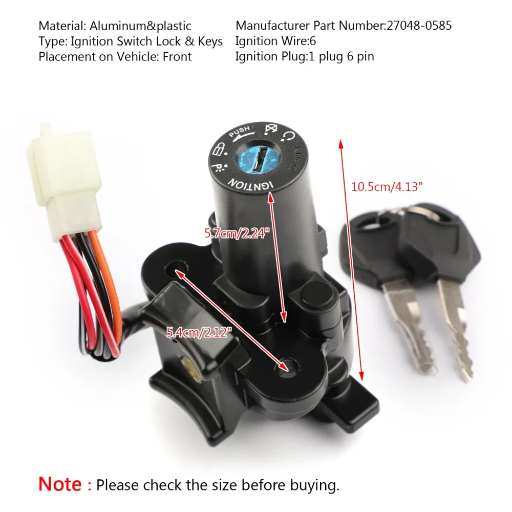 Chave de trava de ignição para kawasaki kl110 ksr pro 13-14 klx250 klx125 genérico