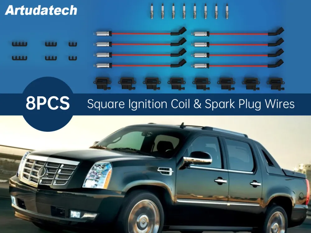 Chevrolet Avalanche 2500 Express 1500 2003-2006, pacote com 8 bobinas de ignição quadradas & Cabo de vela de ignição
