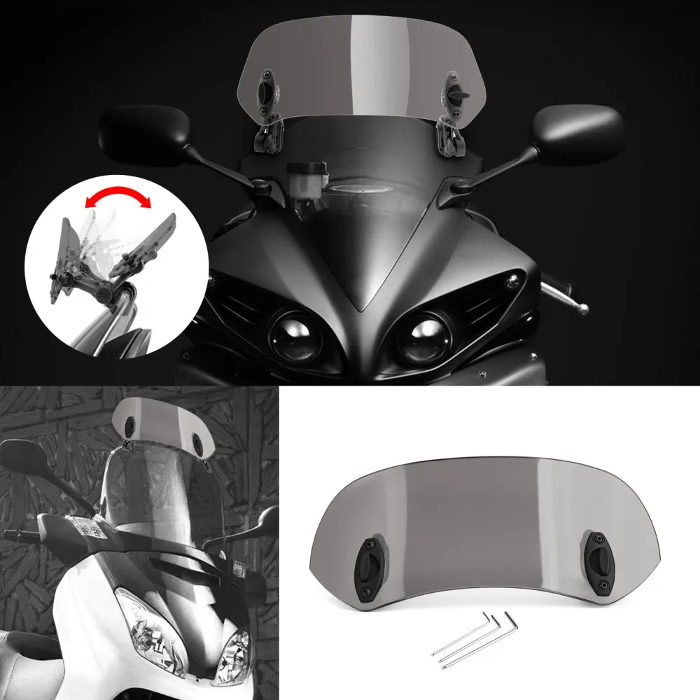 Clipe ajustável da motocicleta no spoiler de extensão do pára -brisa Grey Genérico
