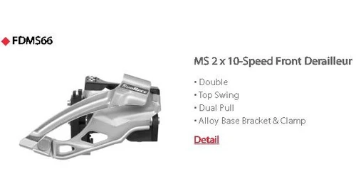 Câmbio Dianteiro Sunrace Ms66 Dual Pull Bike 2 X 10v 20v