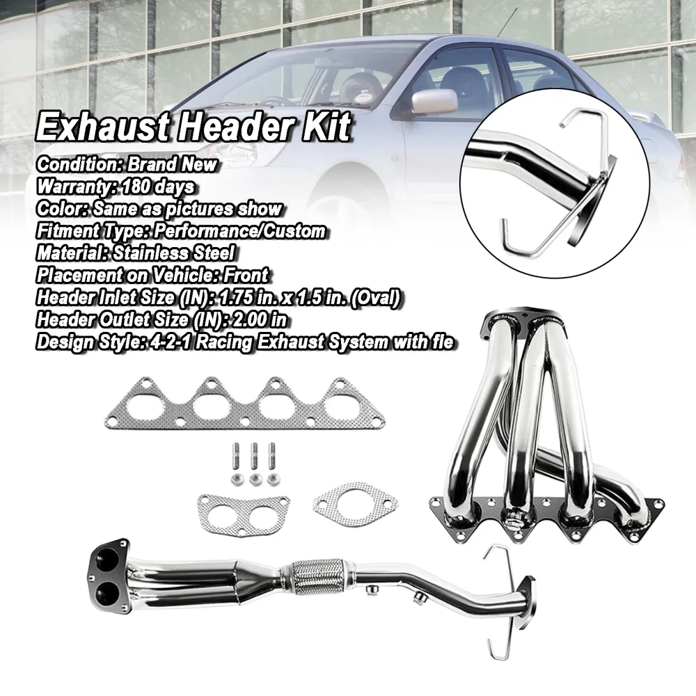 Coletor de cabeçalho de exaustão de ço inoxidável FIT MITSUBISHI LANCER 2002-2007