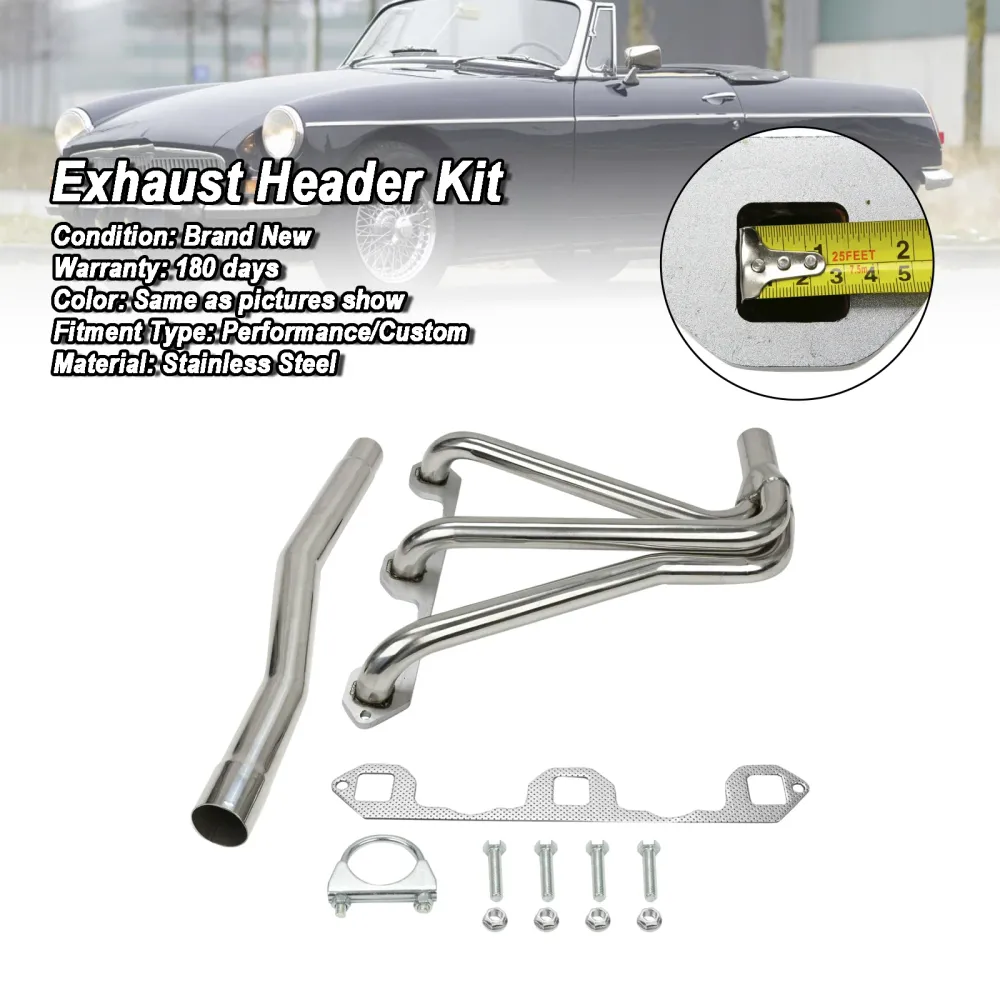 Coletor de cabeçalho de ço inoxidável encaixe mg mgb 1.8l 1962-1974 w/tubo