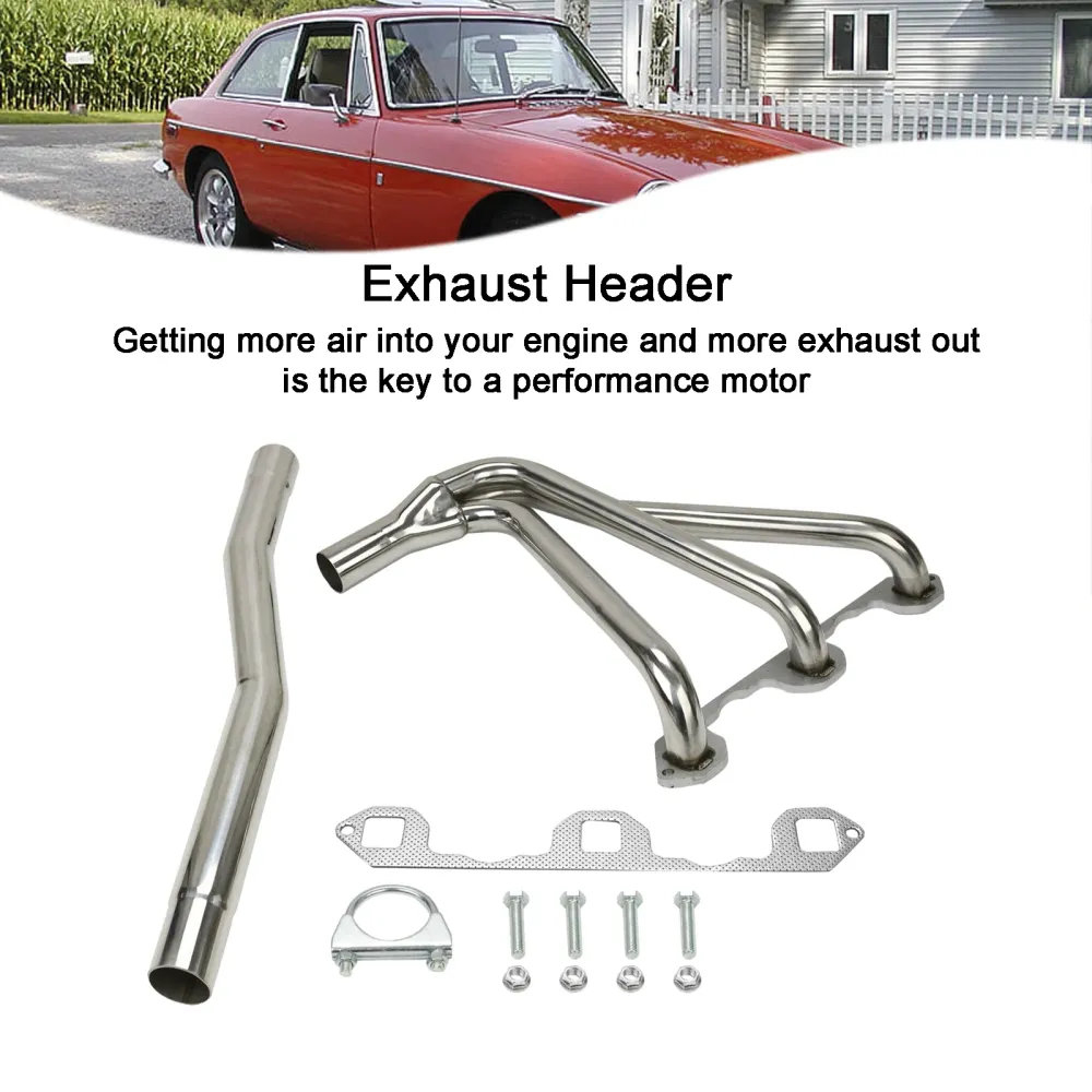 Coletor de cabeçalho de ço inoxidável encaixe mg mgb 1.8l 1962-1974 w/tubo