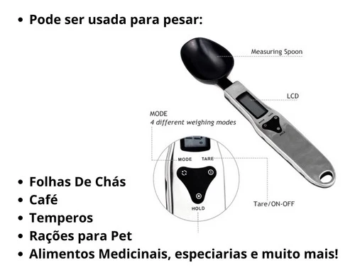 Colher Digital Dosador Medidor Balanç Inox Alta Precisão
