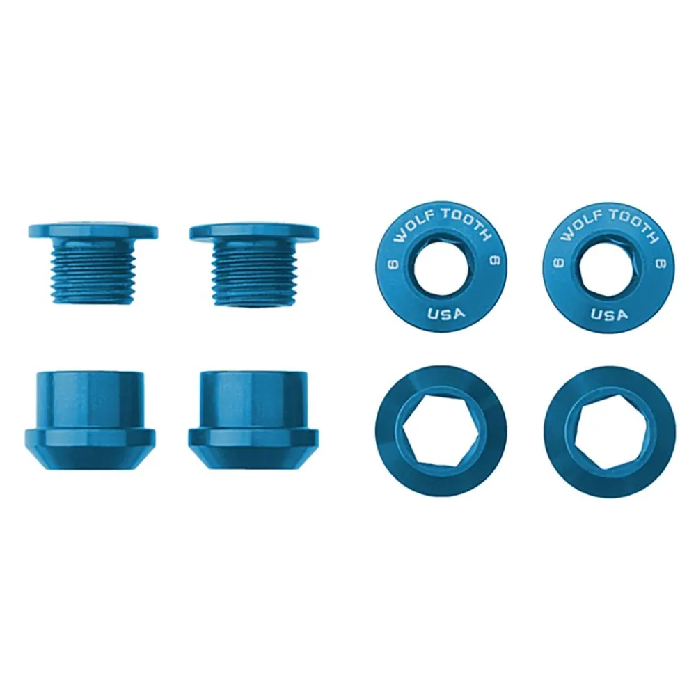 Conjunto de 4 parafusos e porcas M8x6 mm WOLF TOOTH Transmission 1X Blue Chimney