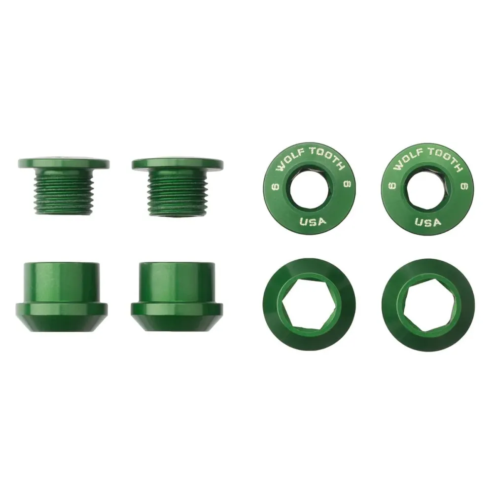 Conjunto de 4 parafusos e porcas para chaminés M8x6 mm WOLF TOOTH Transmission 1X Verde