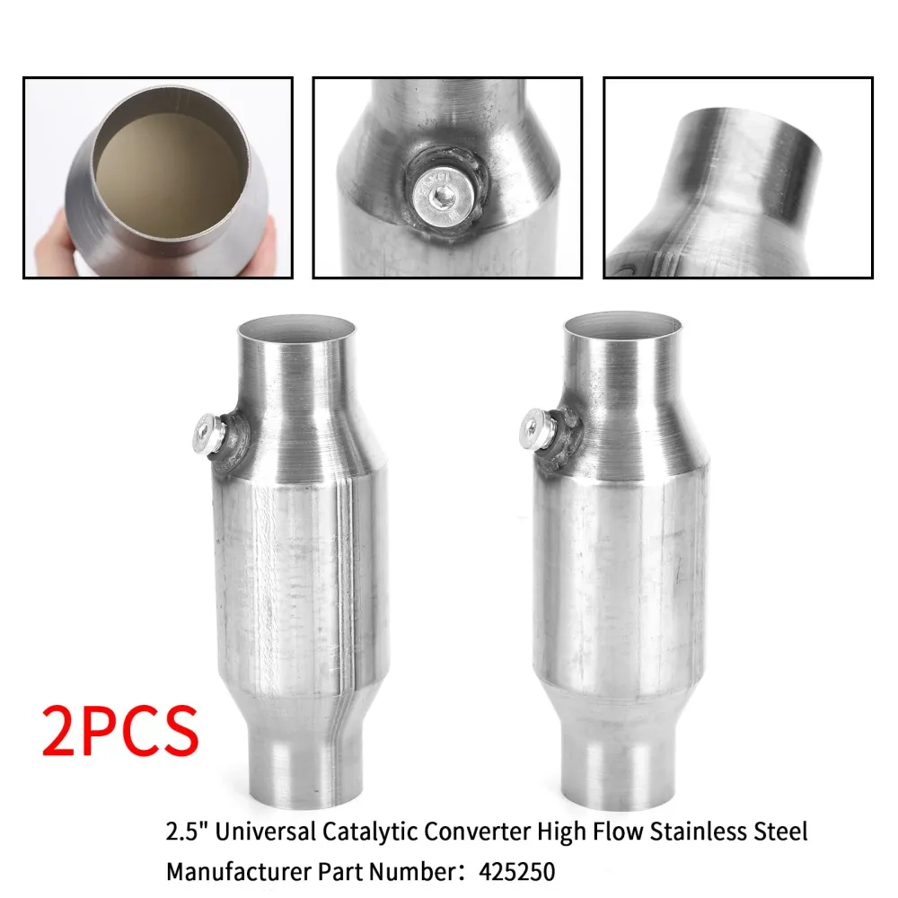 2X 2.5" Conversor catalítico universal de alto fluxo em ço inoxidável 425250 genérico
