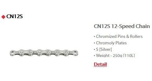 Corrente Sunrace 12V Bike 126 Elos Cn12S Cromada Power Link