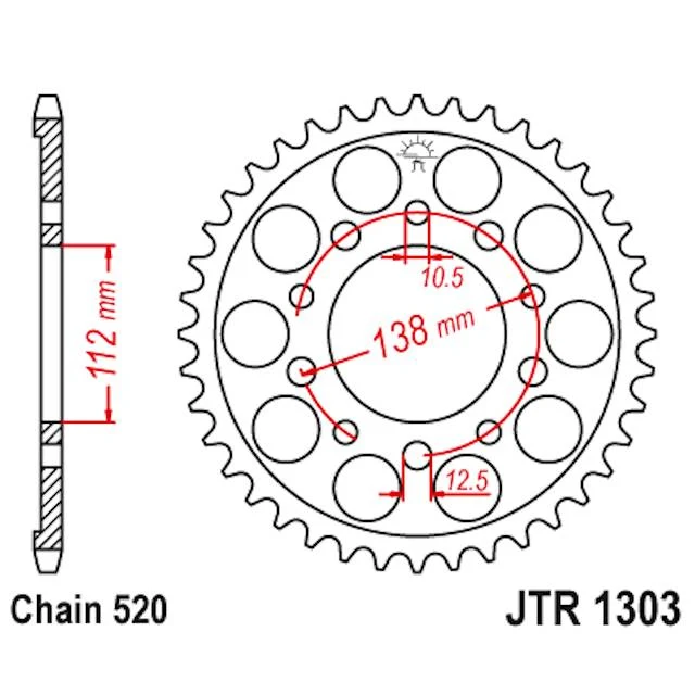 Cremalheira de alumínio 48 Dentes JTA1303 JT Sprockets - preto