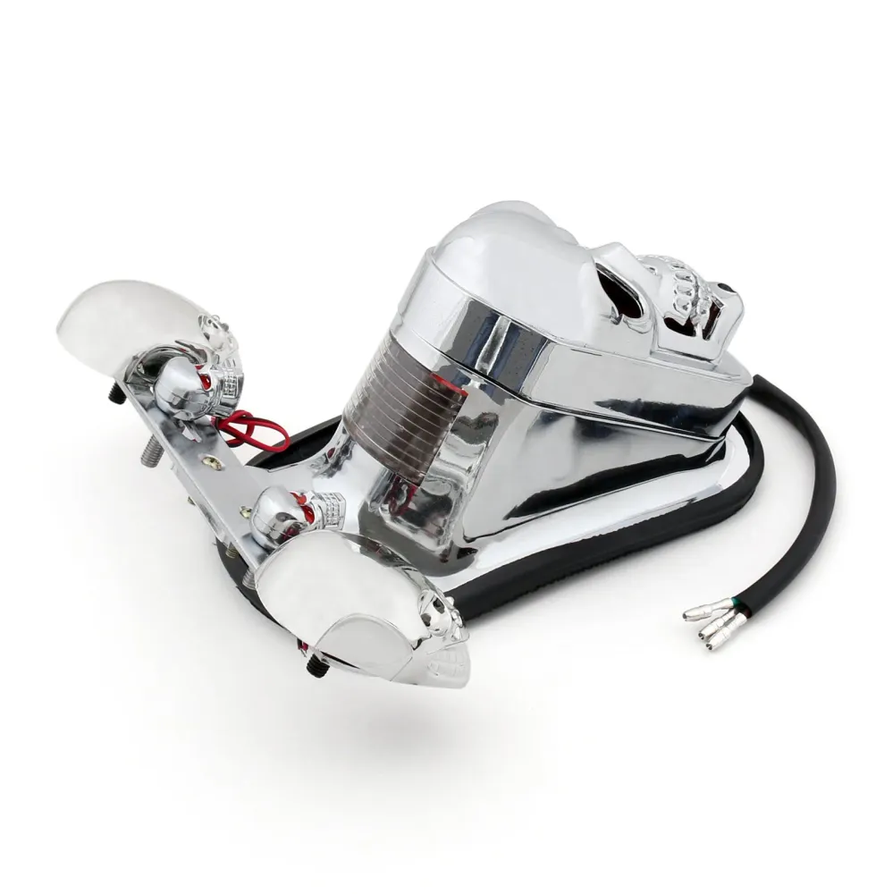 Cromagem cromada crânio integrado para parada de freio gurt sinalizador de sinal para harley genérico