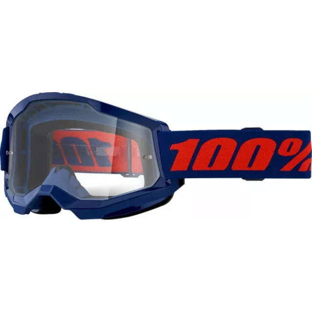 Óculos off-road 100% Strata 2 azul-marinho - cristal transparente