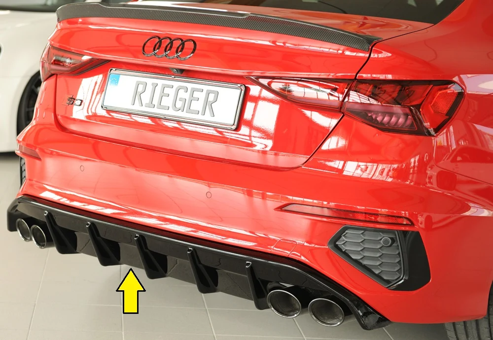 Difusor Rieger Audi S3, A3 S-Line 8Y 2020+ - Preto Brilhante