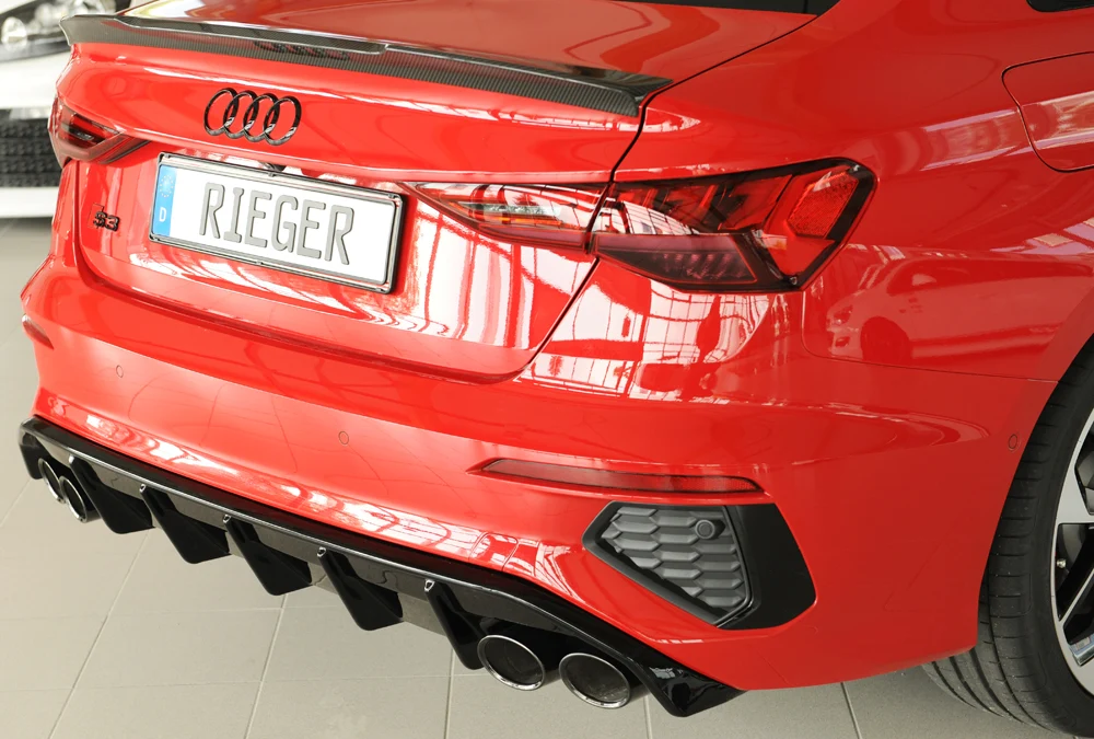 Difusor Rieger Audi S3, A3 S-Line 8Y 2020+ - Preto Brilhante