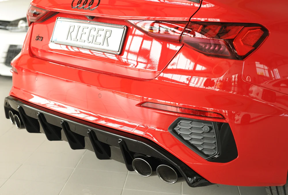 Difusor Rieger Audi S3, A3 S-Line 8Y 2020+ - Preto Brilhante
