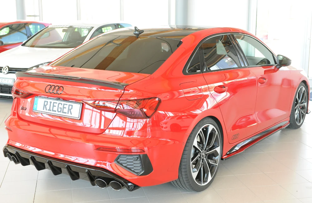 Difusor Rieger Audi S3, A3 S-Line 8Y 2020+ - Preto Brilhante