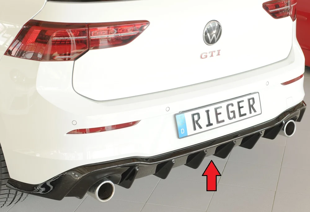 Difusor Rieger VW Golf MK8 GTI 2020+ - Preto Brilhante