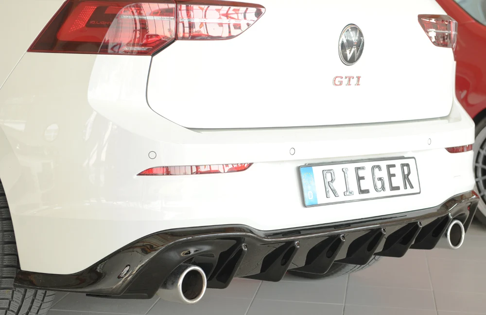 Difusor Rieger VW Golf MK8 GTI 2020+ - Preto Brilhante