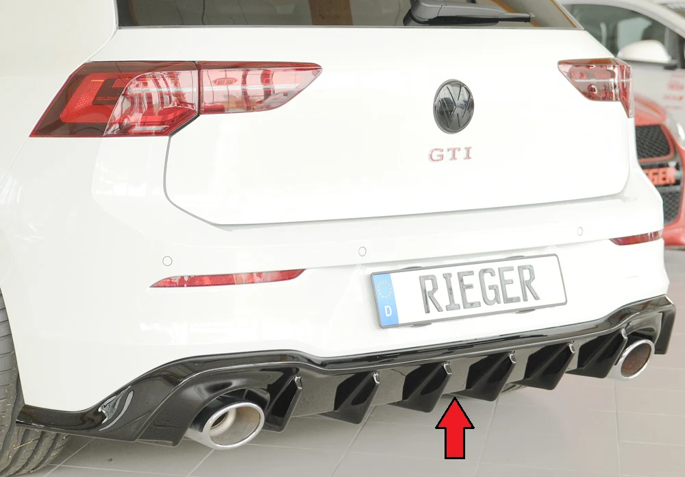 Difusor Rieger VW Golf MK8 GTI Clubsport 2020+ - Preto Brilhante