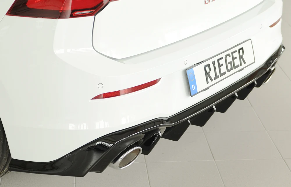 Difusor Rieger VW Golf MK8 GTI Clubsport 2020+ - Preto Brilhante