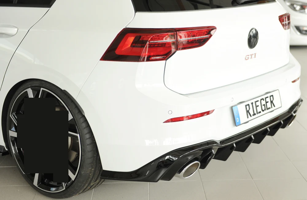 Difusor Rieger VW Golf MK8 GTI Clubsport 2020+ - Preto Brilhante