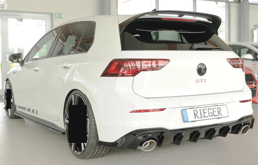 Difusor Rieger VW Golf MK8 GTI Clubsport 2020+ - Preto Brilhante