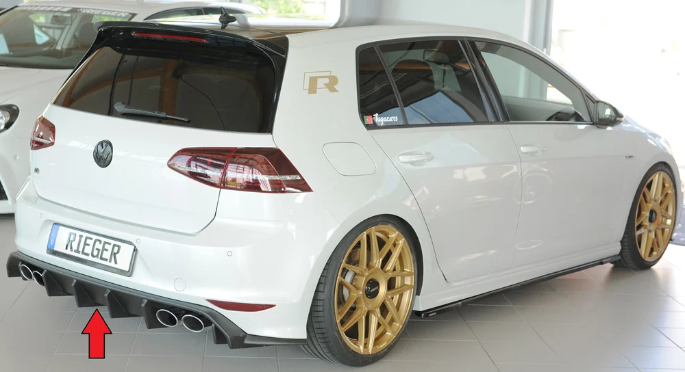 Difusor Rieger Volkswagen Golf MK7 R / R-Line - Preto Brilhante
