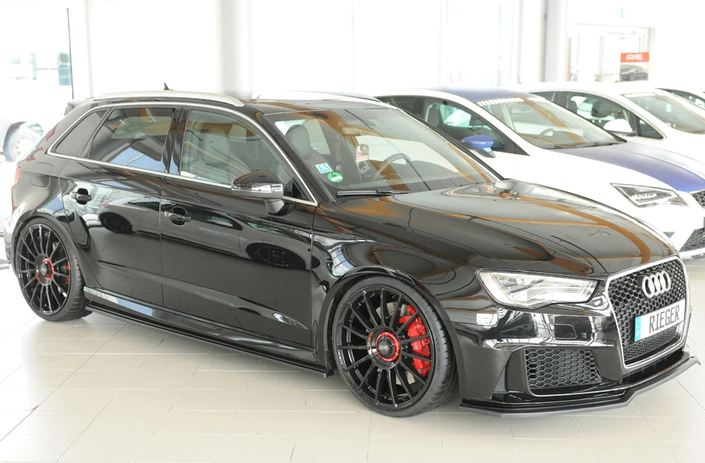 Divisor Frontal Rieger Audi RS3 8V Sportback & Sedan Pré-Facelift - Preto Brilhante