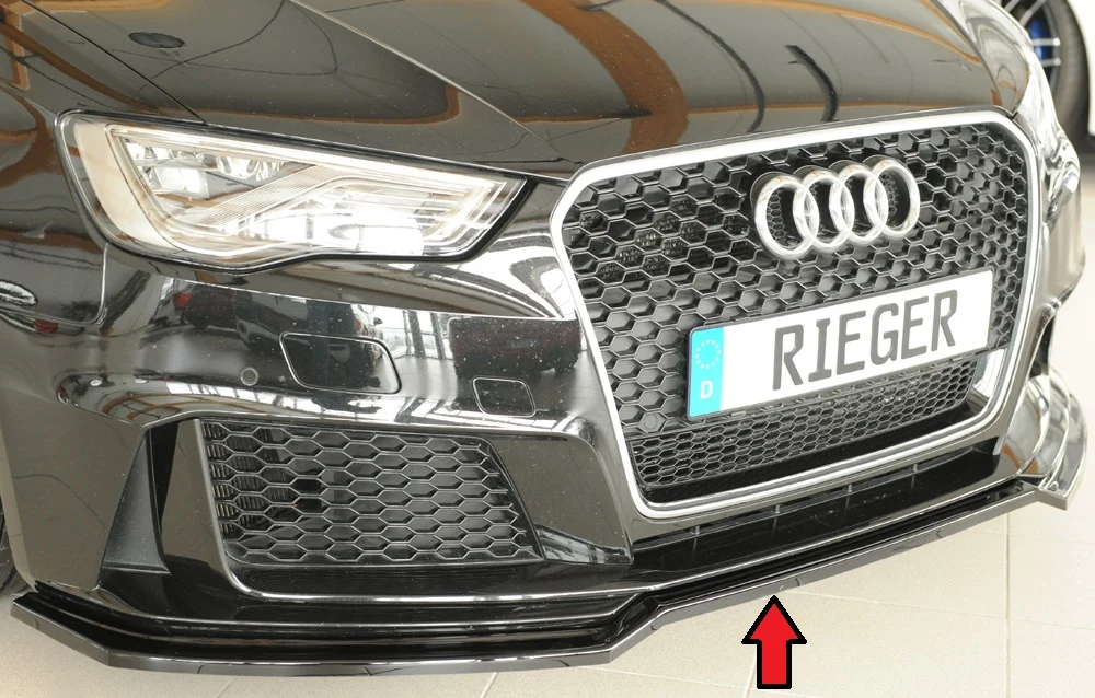 Divisor Frontal Rieger Audi RS3 8V Sportback & Sedan Pré-Facelift - Preto Brilhante