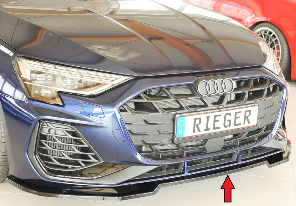 Divisor Frontal Rieger Audi S3, A3 S-Line 8Y 2024+ - Preto Brilhante