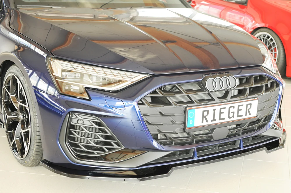 Divisor Frontal Rieger Audi S3, A3 S-Line 8Y 2024+ - Preto Brilhante