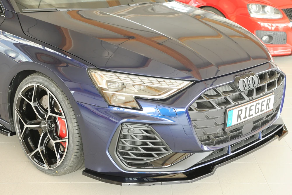 Divisor Frontal Rieger Audi S3, A3 S-Line 8Y 2024+ - Preto Brilhante