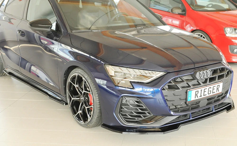 Divisor Frontal Rieger Audi S3, A3 S-Line 8Y 2024+ - Preto Brilhante